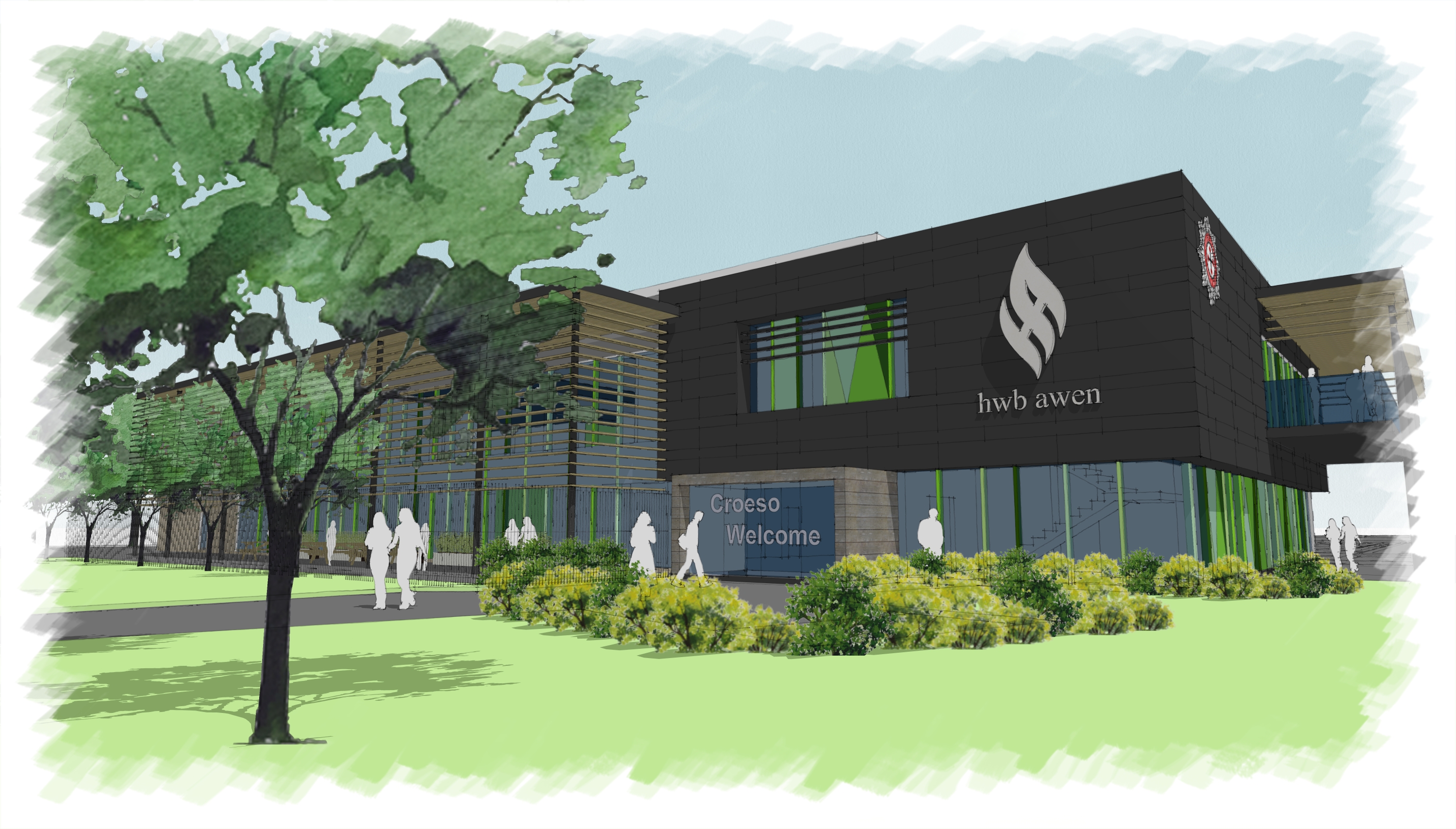 Hwb Awen exterior artist visual